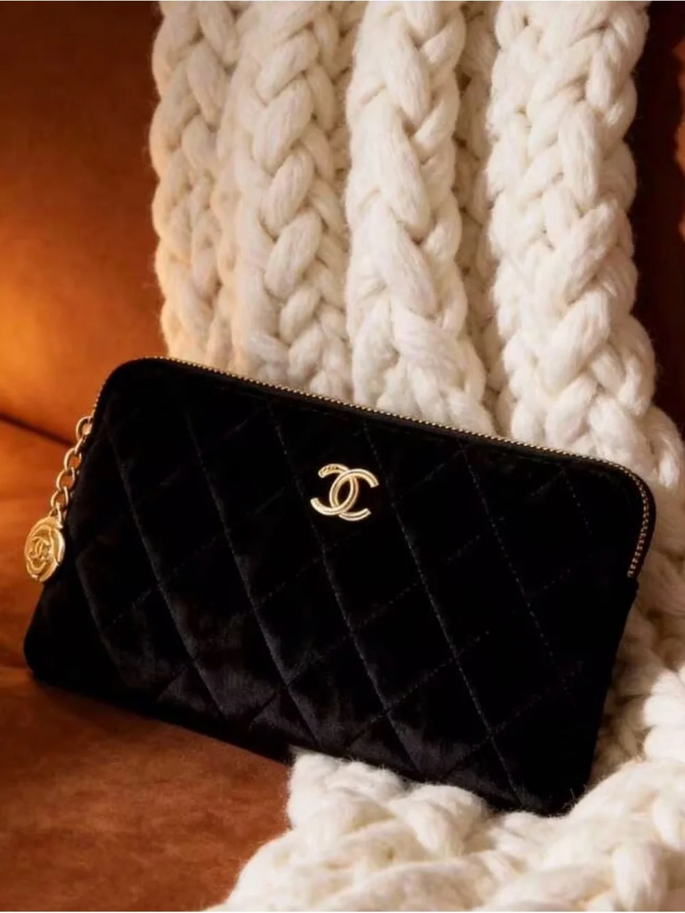 Black Quilted Clutch with Gold Hardware; New!
